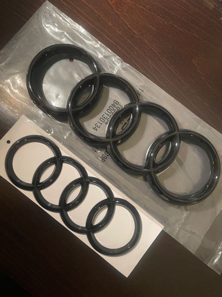 Audi front 4 ring logo 273mm and rear 192mm emblem badge