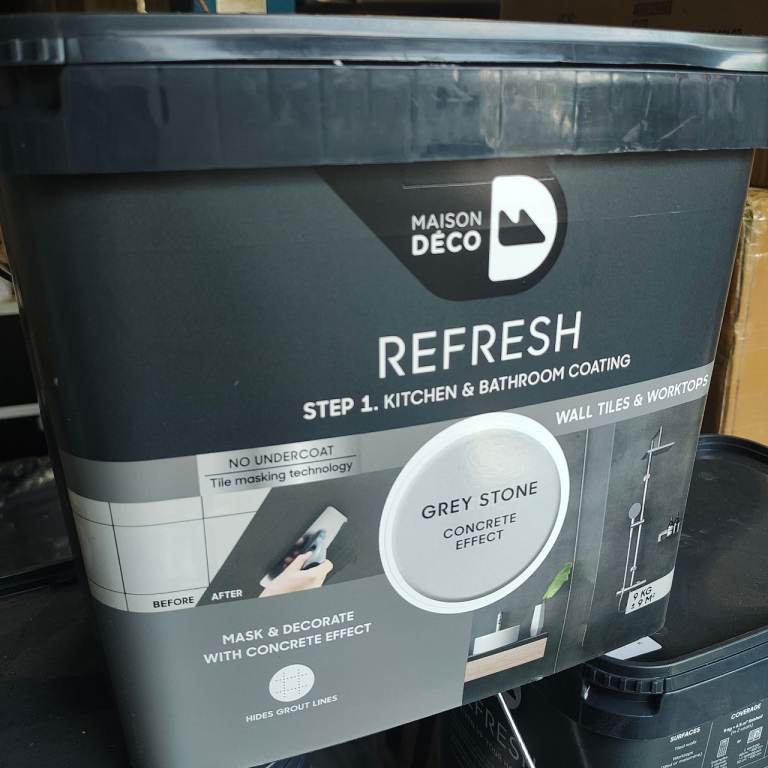 Maison Deco Refresh Kitchen & Bathroom Coating - Grey Stone Concrete Effect 9Kg