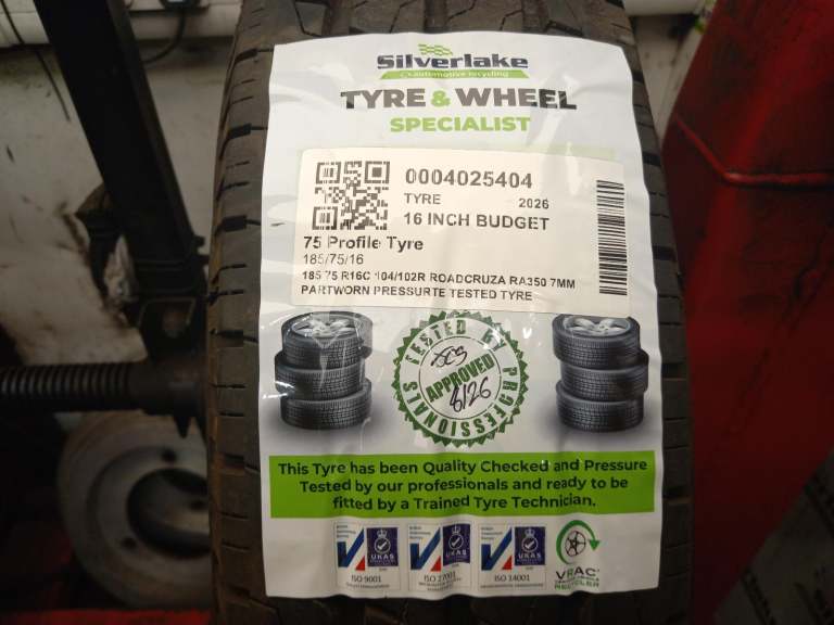 185 75 R16c 104/102r Roadcruza Ra350 7mm Partworn Pressure Tested Tyre