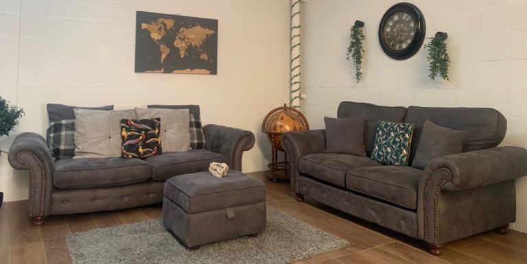image for DFS 3 and 2 seater sofas studded 