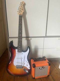Sunburst Electric Guitar and Orange Amplifier – Good Condition