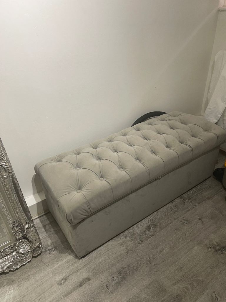 Large grey suede storage box 