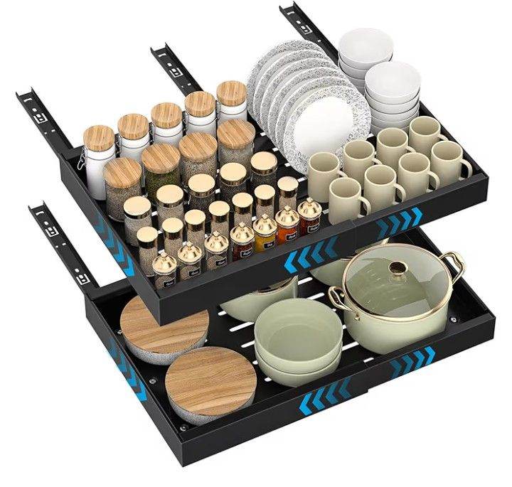 Cabinet and under sink pool pull out storage racks