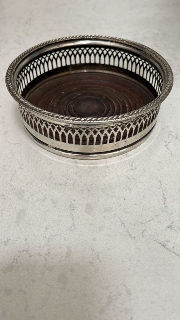 Silver plated wine coaster 
