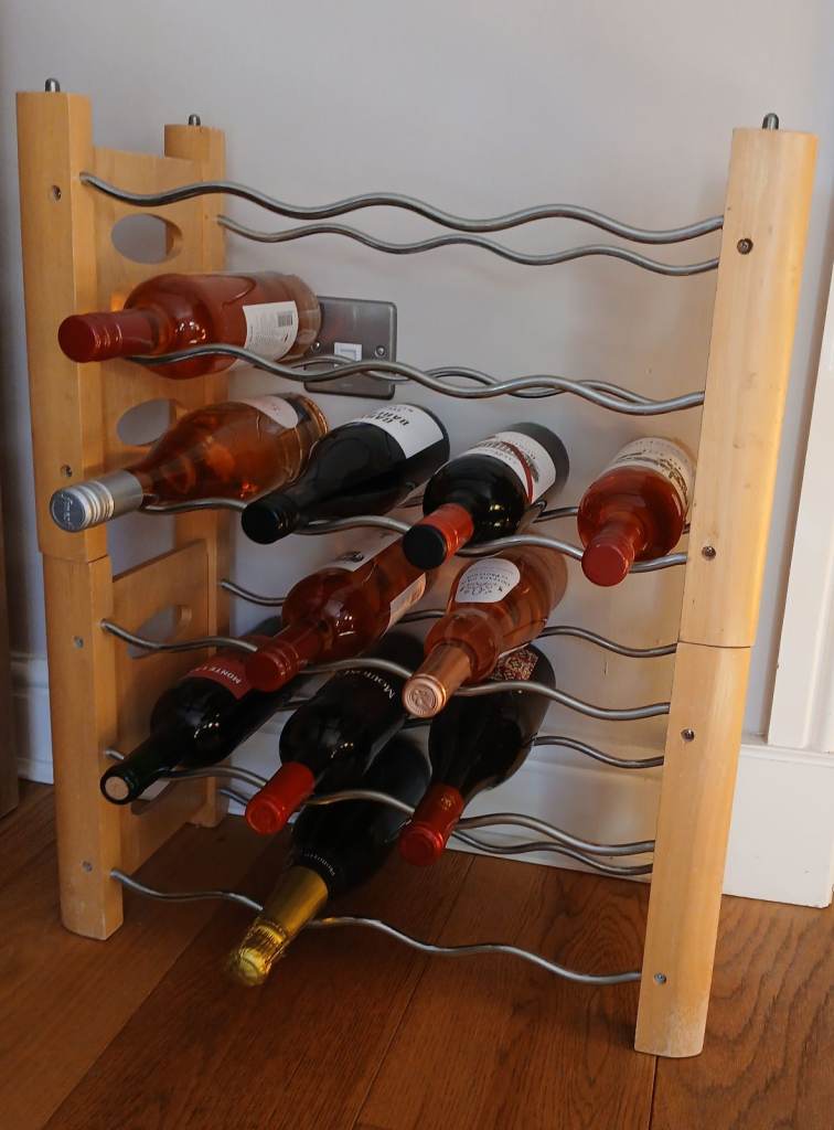 Wooden Wine Rack with Metal Holders - 24 Bottle Capacity