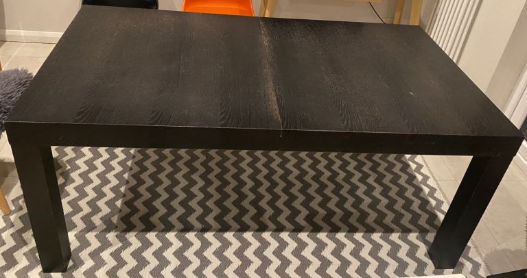 Habitat dining table dark brown/black wood. Seats 8