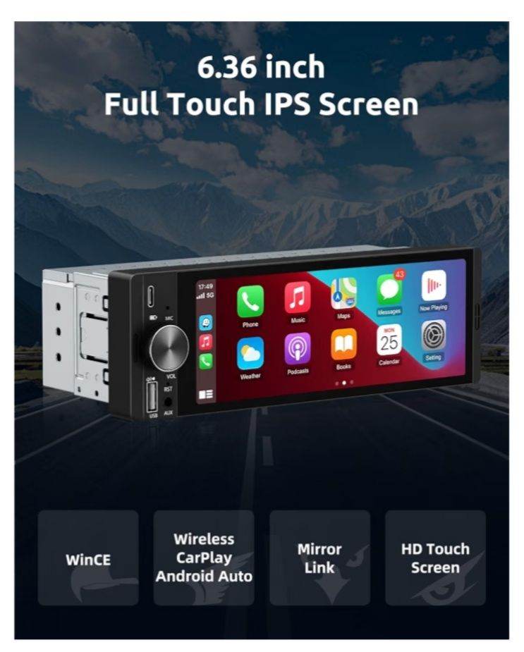 Brand new. Esgoo 6.3 inch touch screen stereo