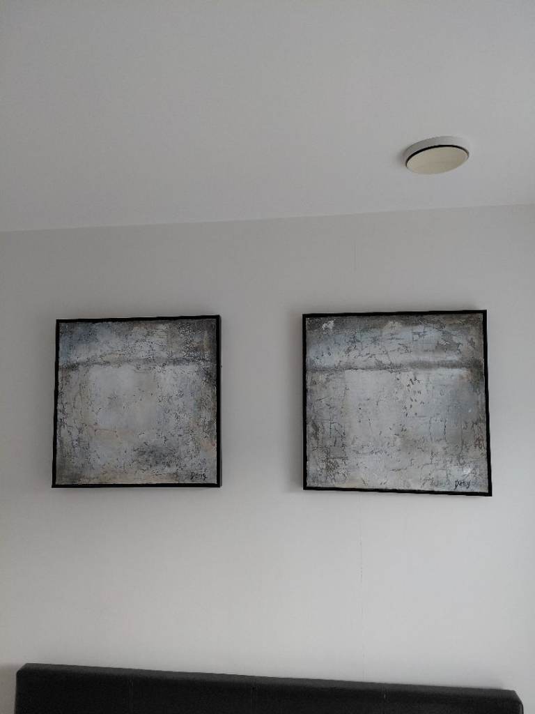 Set of 2 Abstract Wall Art Paintings – Black Frame