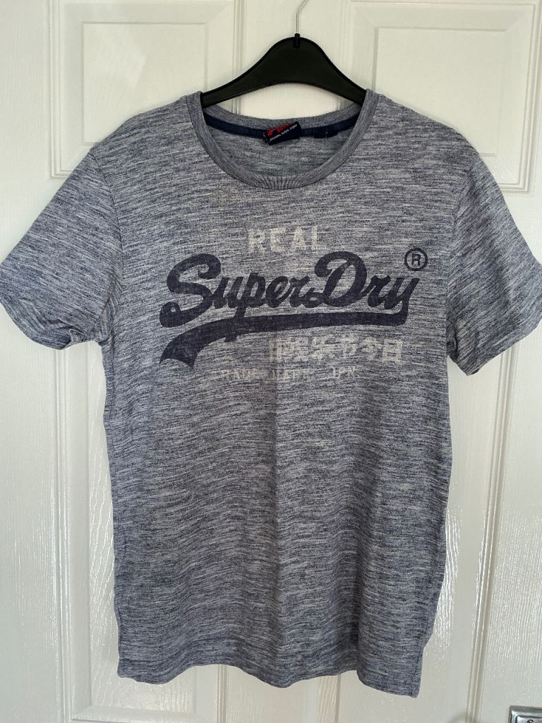 Mens Superdry vintage logo t-shirt space dye blue size M