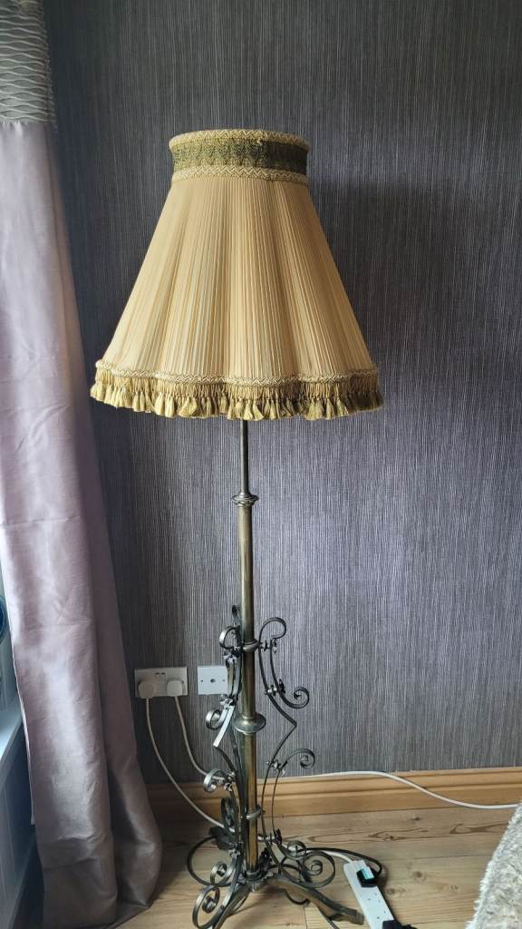 **£165** LATE VICTORIAN IRON AND BRASS ADJUSTABLE STANDARD LAMP