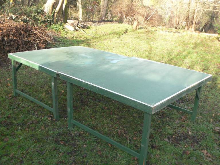 Vintage Wooden Table Tennis Table - Foldaway Legs 9' x 5'.