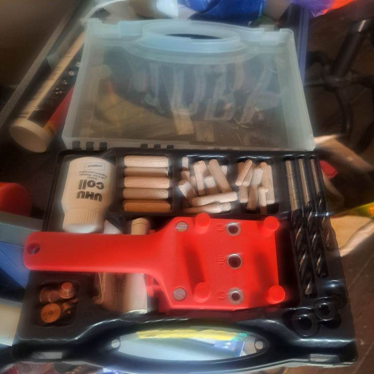 Dowel Jig Kit with Drill Bits and Dowels – Good Condition