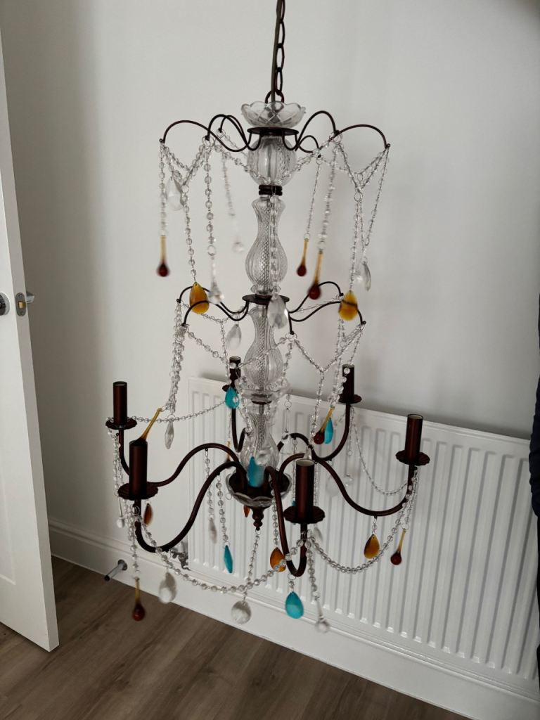 PAIR (2) Large Decorative Pendant Light Fittings Bulbs Included.