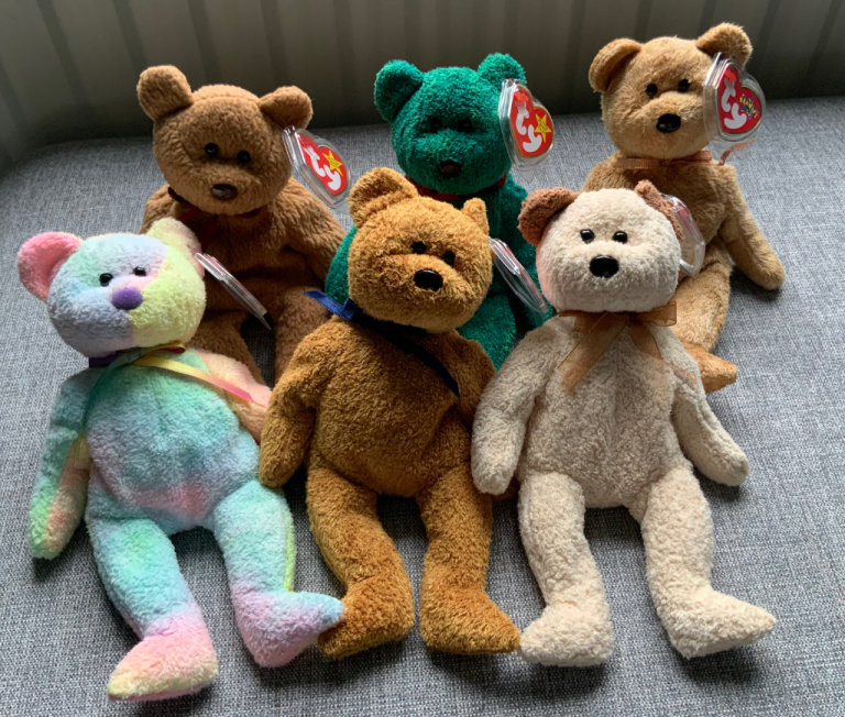 Two - Ty Beanie Babies Cashew and Wallace