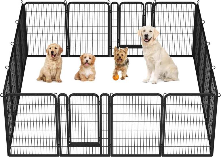  Dog Playpen, 16 Panel Dog Fence Pet Exercise Pen Portable Puppy Play Pen Suitable for Camping