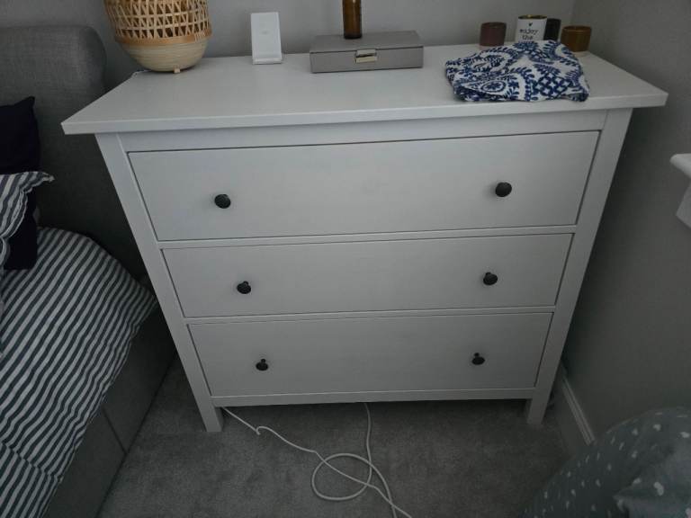 IKEA HEMNES White Wooden Chest of 3 Drawers, Good Condition