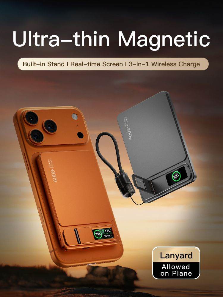 Brand New 5000mAh Ultra-Thin MagSafe Power Bank - 15W Wireless Charger & Stand