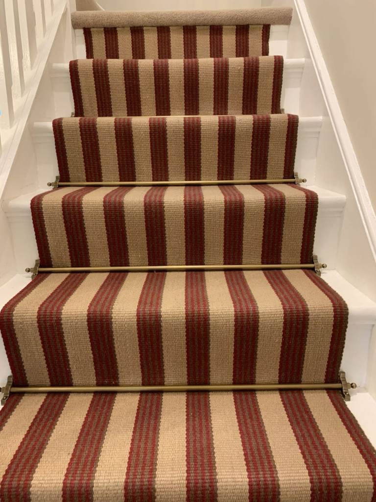 Stair Rods - Antique Brass with round filials and hidden fixings - set of 10