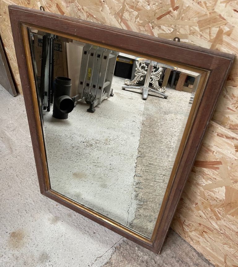 VINTAGE HARDWOOD FRAMED BEVELLED MIRROR 630X800mm 