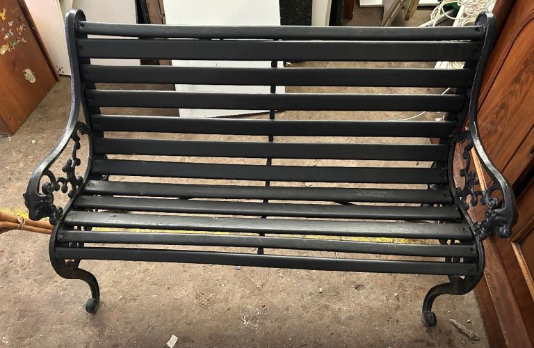 Vintage Cast Iron & Wooden Bench 