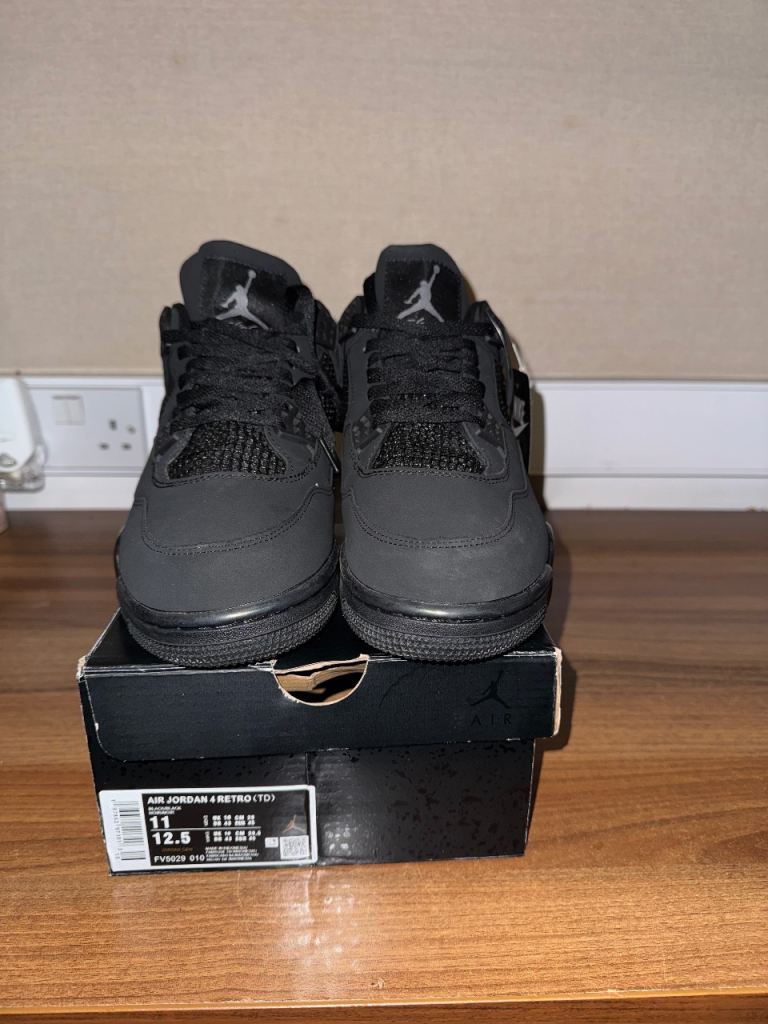 NIKE Air Jordan 4 Retro (TD) Black Trainers – UK Size 11
