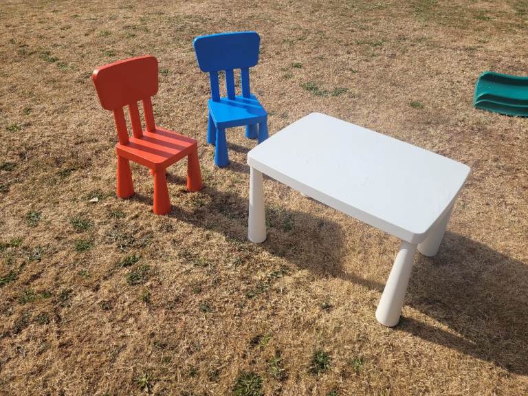 Kids Plastic Table and 2 Chairs – Good Condition
