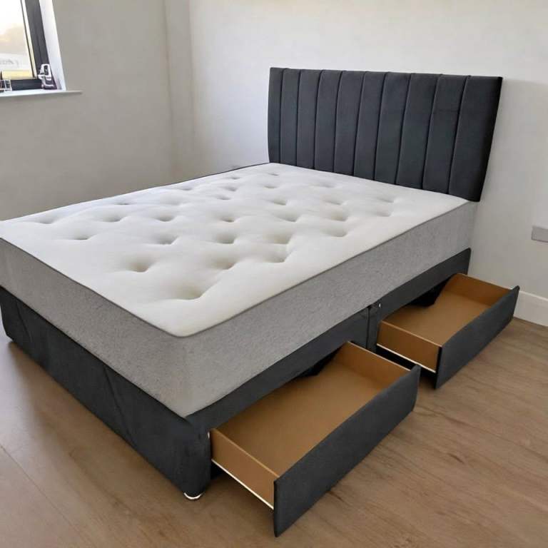 💸 Small Double Divan Bed + Mattress & Storage Draws Optional 📞 Booking Now Amazing Price