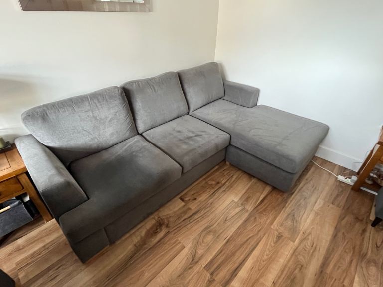 Grey Corner Sofa with Chaise – Good Condition