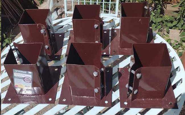 6 off Fence Post Shoes for 4 inch x 4 inch; (100mm x 100mm) Fence Posts
