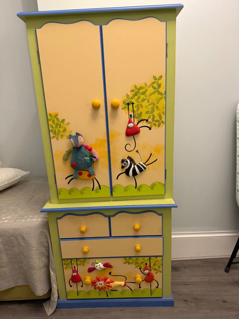 Beautiful Hand painted Children wardrobe/chest drawers