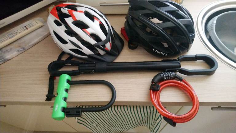 Cycle Helmets & Locks x 2