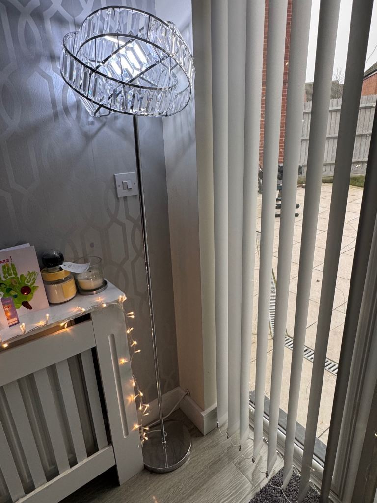 Crystal and chrome floor lamp