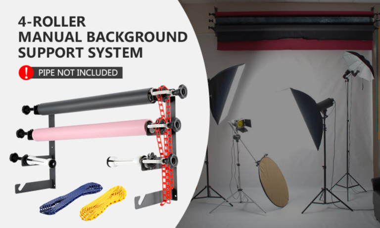 Professional photography lighting and roller background setup