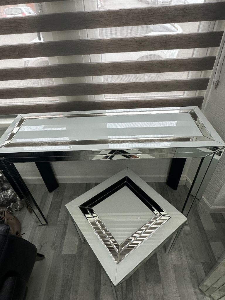 Mirrored Console Table & Side Table Set – Good Condition