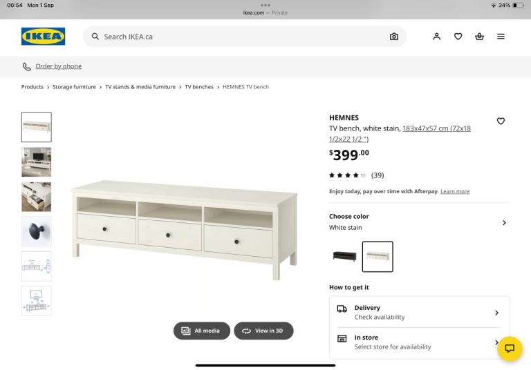 IKEA hemnes TV cabinet with drawers ( 182 cm )