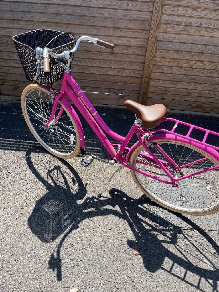 Pink City Bike with Basket and Luggage Rack