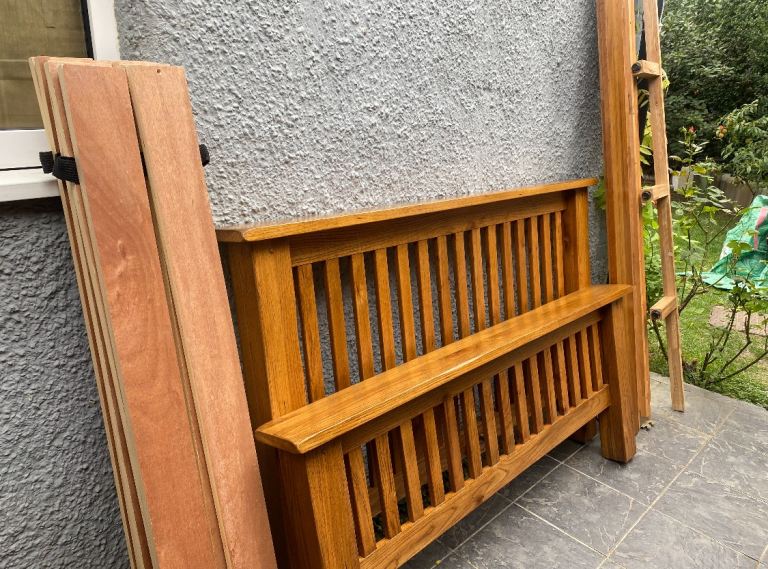 Rustic Solid Oak Bedroom Set, Double Bed Frame & Bedsides