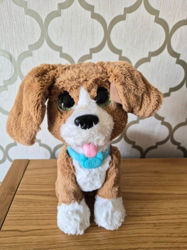 FurReal Friends Interactive Puppy Dog Plush Toy Brown White Blue Collar