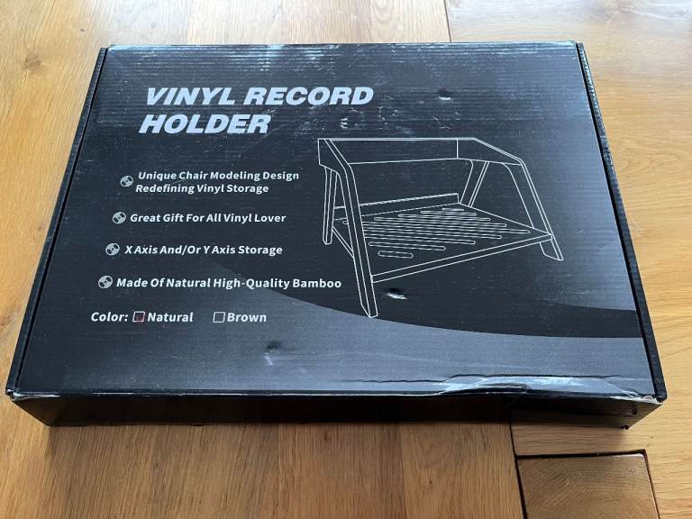 Wooden Vinyl Record Holder NEW IN BOX