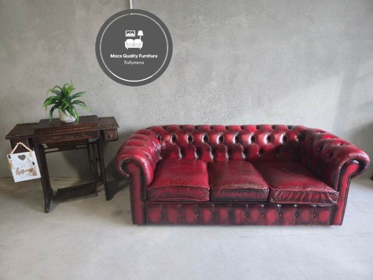 Chesterfield Oxblood Real Leather Sofa 