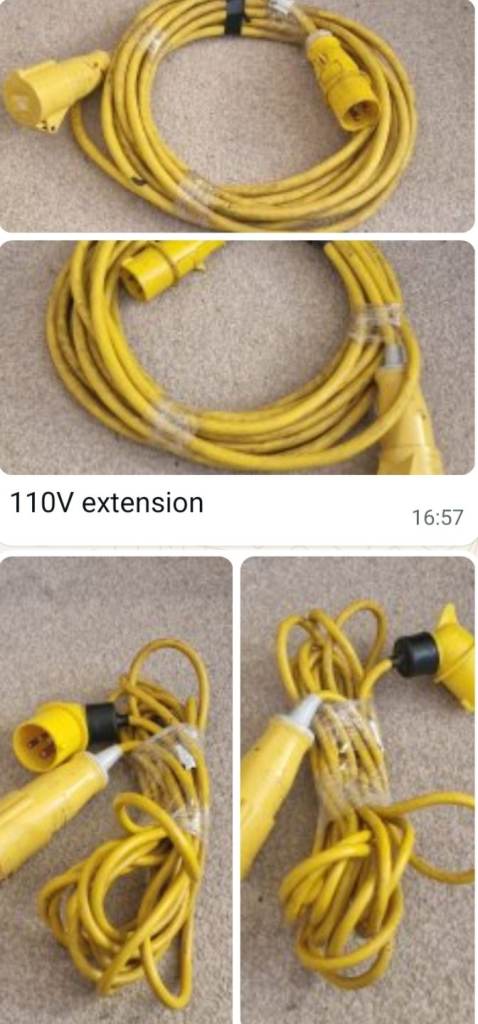 110V Yellow Extension Lead - Good Condition