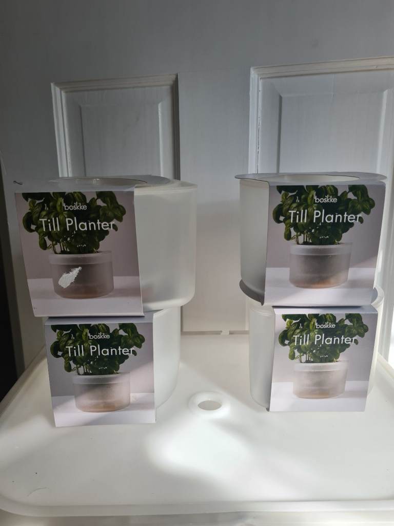 12cm single boskke new self watering herb plat pots x4
