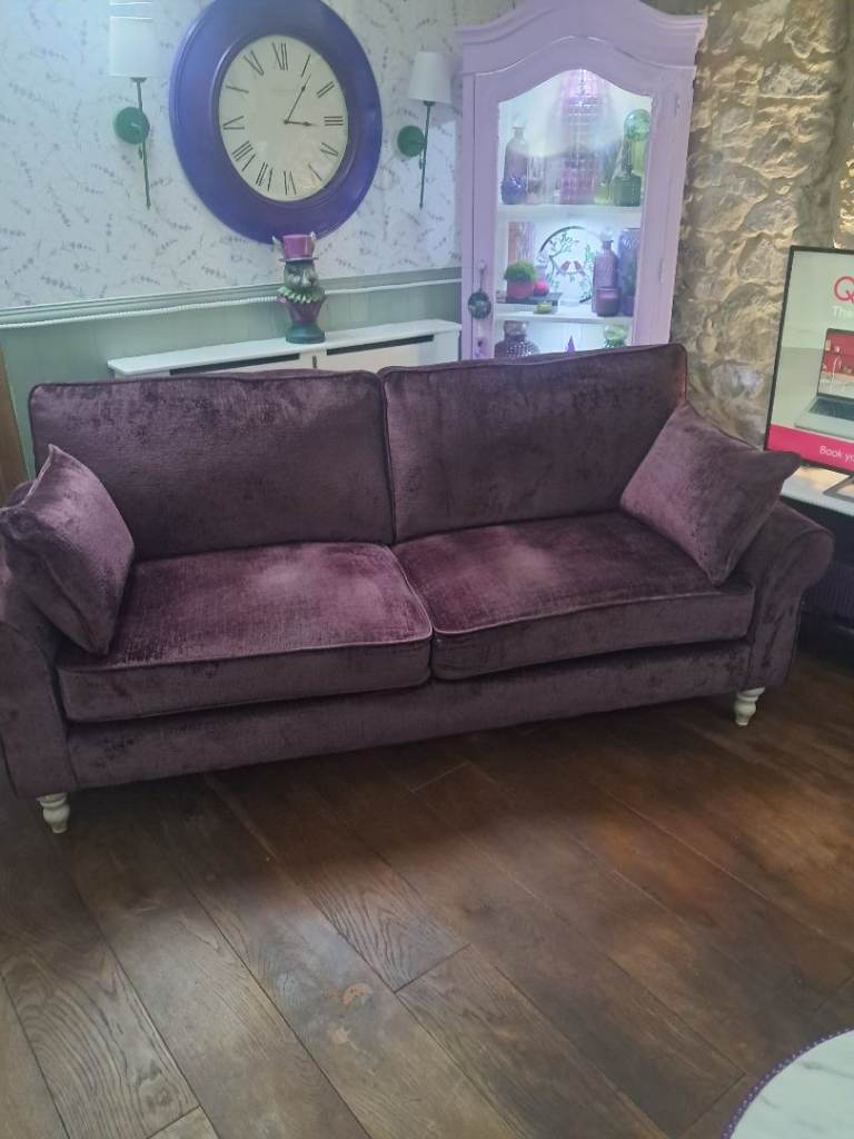 4 seater sofa, next, orlo relaxed sit.  Plush chenille, dark plum