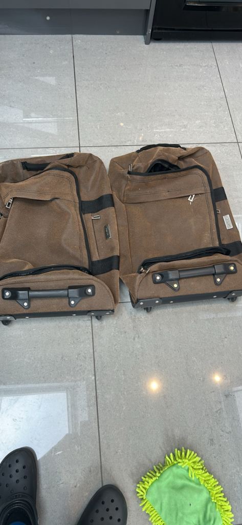 Karabar Brown leatherWheeled Holdalls - Pair, Good Condition