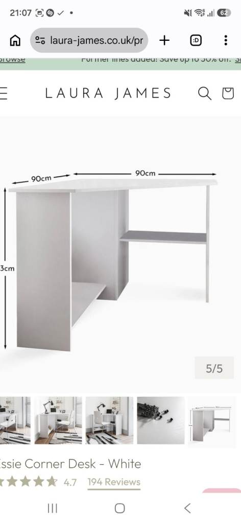 Laura James  Corner Desk - White, New