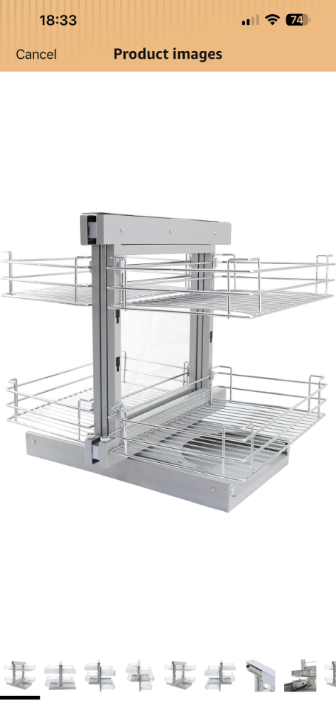 Corner kitchen pull out basket storage unit