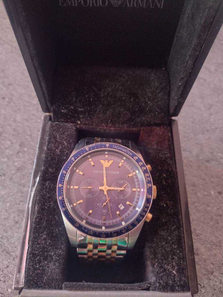 Mens Armani chronograph watch two tone 