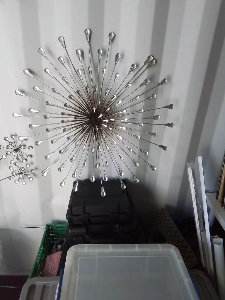 Silver Metal Wall Art Decorations – Good Condition