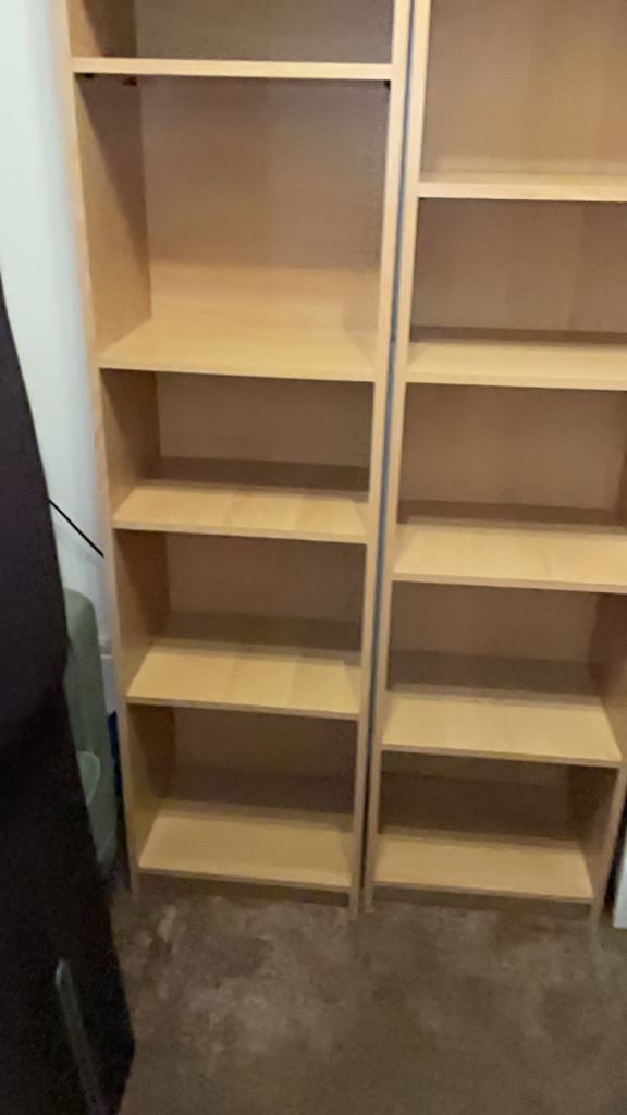 2 x Light Wood Bookcase with Adjustable Shelves