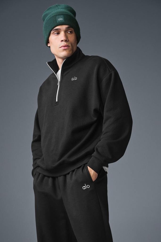 Alo Yoga Accolade 1/4 Zip Full Tracksuit - Black - Size M